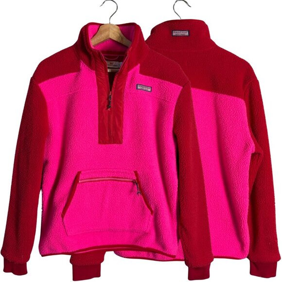 Vineyard Vines 1/4 Zip Colorblock Fleece Pullover Jacket Women's Small Pink Red - Picture 2 of 15